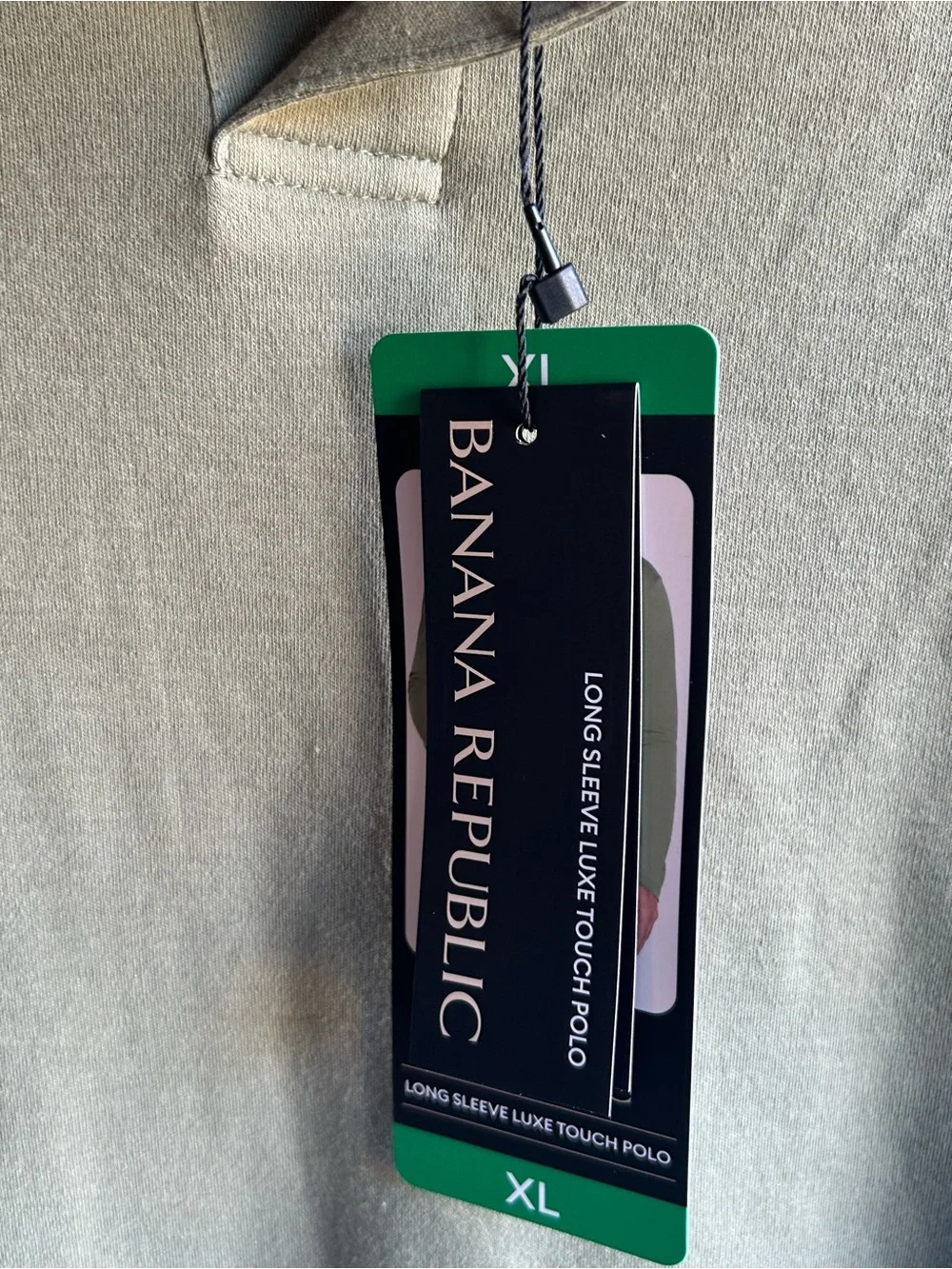 Banana Republic Men's Long Sleeve Luxe Touch Polo Green Size XL. New With Tags.